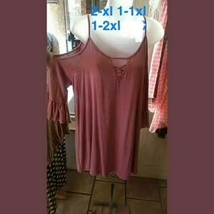 Cold shoulder plum tunic dress